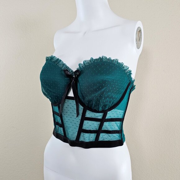 Victoria's Secret VS DREAM ANGELS Green Strapless Dotted Mesh Corset Top, 32DD - Picture 3 of 11
